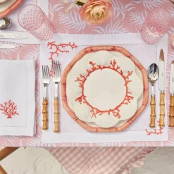 Clearance Mrs. Alice Pink Geometric Bamboo Dinner Plate