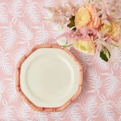 Clearance Mrs. Alice Pink Geometric Bamboo Dinner Plate