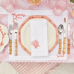 Clearance Mrs. Alice Pink Geometric Bamboo Dinner Plate
