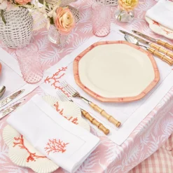 New Mrs. Alice Pink Geometric Bamboo Dinner Plate (Set Of 4)