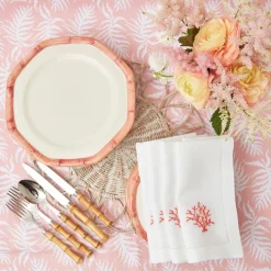 New Mrs. Alice Pink Geometric Bamboo Dinner Plate (Set Of 4)