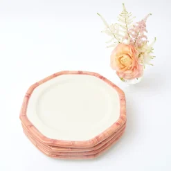 New Mrs. Alice Pink Geometric Bamboo Dinner Plate (Set Of 4)
