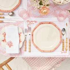 New Mrs. Alice Pink Geometric Bamboo Dinner Plate (Set Of 4)