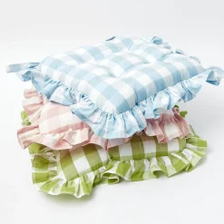 Outlet Mrs. Alice Pink Gingham Ruffle Seat Pad Cushion