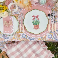 Outlet Mrs. Alice Pink Gingham Ruffle Seat Pad Cushion