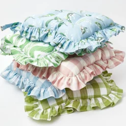 Outlet Mrs. Alice Pink Gingham Ruffle Seat Pad Cushion