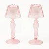Hot Mrs. Alice Pink Glass Lantern Tea Light Holder (Pair) - 24Cm