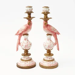 Hot Mrs. Alice Pink Parrot Candle Holder (Pair)
