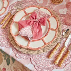 Clearance Mrs. Alice Pink Petal Bamboo Dinner Plates (Set Of 4)