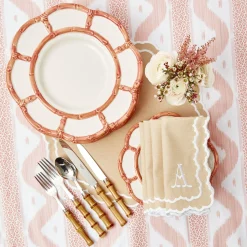 Clearance Mrs. Alice Pink Petal Bamboo Dinner Plates (Set Of 4)