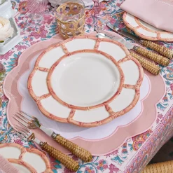 Best Mrs. Alice Pink Petal Bamboo Dinner & Starter Plates (Set Of 8)