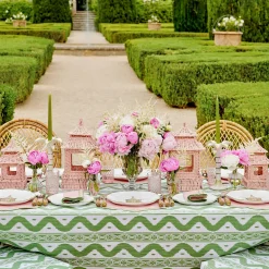 Outlet Mrs. Alice Pink Rattan Pagoda Lantern Set
