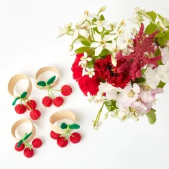 Sale Mrs. Alice Raffia Cherry Napkin Holders (Set Of 4)