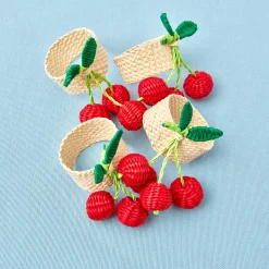 Sale Mrs. Alice Raffia Cherry Napkin Holders (Set Of 4)