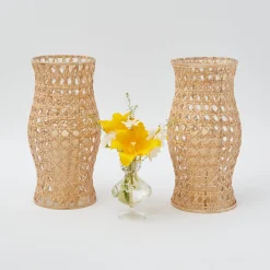 Outlet Mrs. Alice Rattan Hurricane Lantern (Pair)