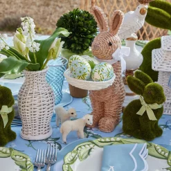 Online Mrs. Alice Rattan Ribboned Rabbit With Basket (Pair)