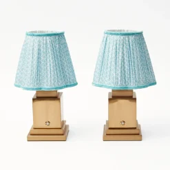 Clearance Mrs. Alice Rechargeable Lamp With Baby Blue Lotus Lampshade