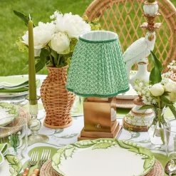 Mrs. Alice Rechargeable Lamp With Green Lotus Lampshade