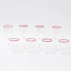 Outlet Mrs. Alice Red Rim Glassware (Set Of 8)