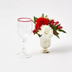 New Mrs. Alice Red Rim Wine Glasses (Set Of 4)