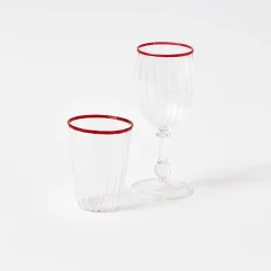 New Mrs. Alice Red Rim Wine Glasses (Set Of 4)
