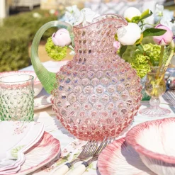 Best Mrs. Alice Rose Hobnail Jug With Emerald Handle & Glasses (Set Of 6)