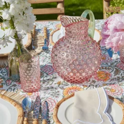 Online Mrs. Alice Rose Hobnail Jug With Emerald Handle & Glasses (Set Of 6)