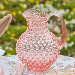 Best Mrs. Alice Rose Pink Hobnail Water Glasses & Jug Set