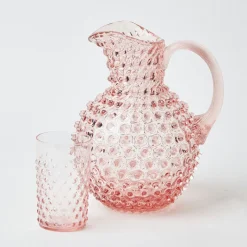 Best Mrs. Alice Rose Pink Hobnail Water Glasses & Jug Set