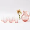 Mrs. Alice Rose Pink Hobnail Water Glasses & Jug Set