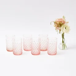 Discount Mrs. Alice Rose Pink Hobnail Water Glasses & Jug Set