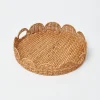 Best Mrs. Alice Round Rattan Scalloped Tray