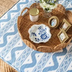 Best Mrs. Alice Round Rattan Scalloped Tray