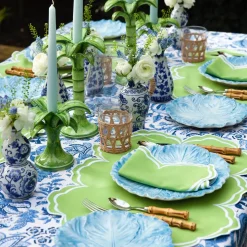 Clearance Mrs. Alice Serena Apple Green Scalloped Placemats (Set Of 4)