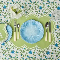 Clearance Mrs. Alice Serena Apple Green Scalloped Placemats (Set Of 4)
