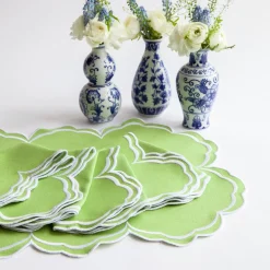 Sale Mrs. Alice Serena Apple Green Scalloped Napkins (Set Of 4)