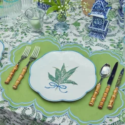 Discount Mrs. Alice Serena Apple Green With Blue Placemats (Set Of 4)