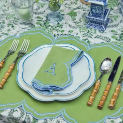 Discount Mrs. Alice Serena Apple Green With Blue Placemats (Set Of 4)