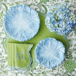 Discount Mrs. Alice Serena Apple Green With Blue Placemats (Set Of 4)