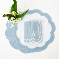 Mrs. Alice Serena Applique Blue Placemats (Set Of 4)