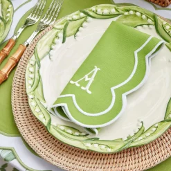 Clearance Mrs. Alice Serena Applique Green Napkins (Set Of 4)