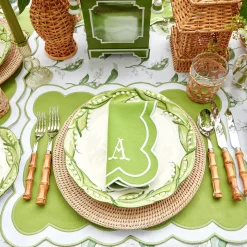 New Mrs. Alice Serena Applique Green Placemats & Napkins (Set Of 4)