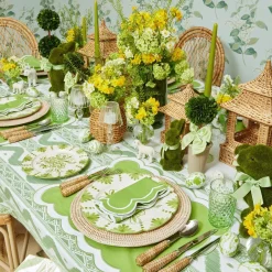 New Mrs. Alice Serena Applique Green Placemats & Napkins (Set Of 4)
