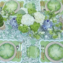 New Mrs. Alice Serena Applique Green Placemats & Napkins (Set Of 4)
