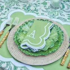 New Mrs. Alice Serena Applique Green Placemats & Napkins (Set Of 4)