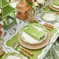 New Mrs. Alice Serena Applique Green Placemats & Napkins (Set Of 4)