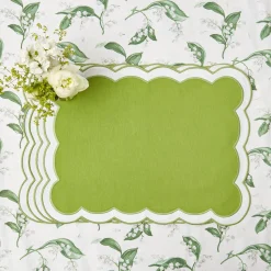 Clearance Mrs. Alice Serena Applique Green Placemats (Set Of 4)