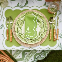 Clearance Mrs. Alice Serena Applique Green Placemats (Set Of 4)