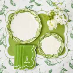 Clearance Mrs. Alice Serena Applique Green Placemats (Set Of 4)