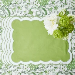 Clearance Mrs. Alice Serena Applique Green Placemats (Set Of 4)